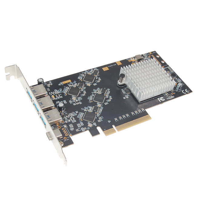 U-2510 PCIe Quad Bus USB 3.2 Host Adapter(1x USB-C 20Gbps + 3x USB-A 10Gbps Ports)